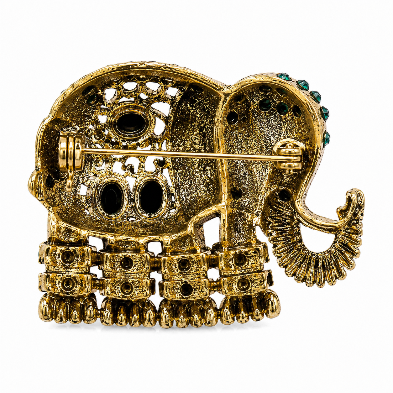 Shivrath- Pink and Green stone Elephant Design Brooch