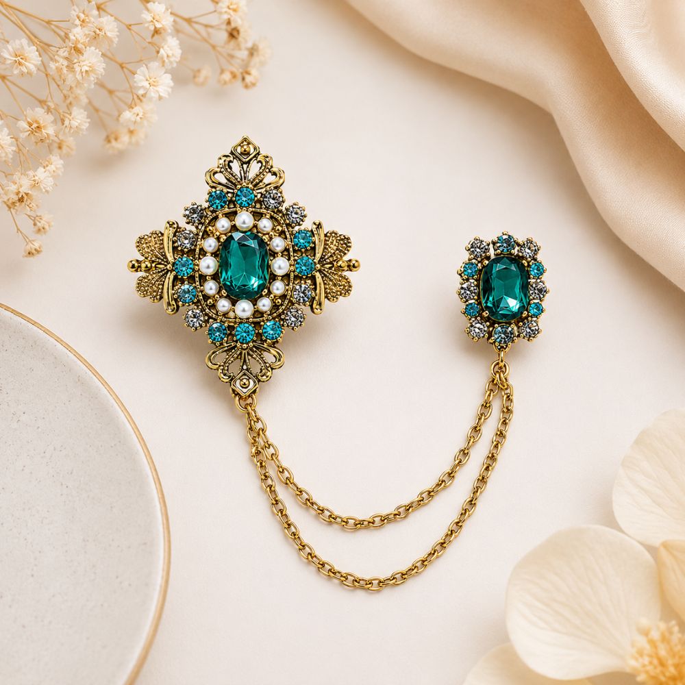 Shivayush- Royal Style Montana Blue Sherwani Brooch
