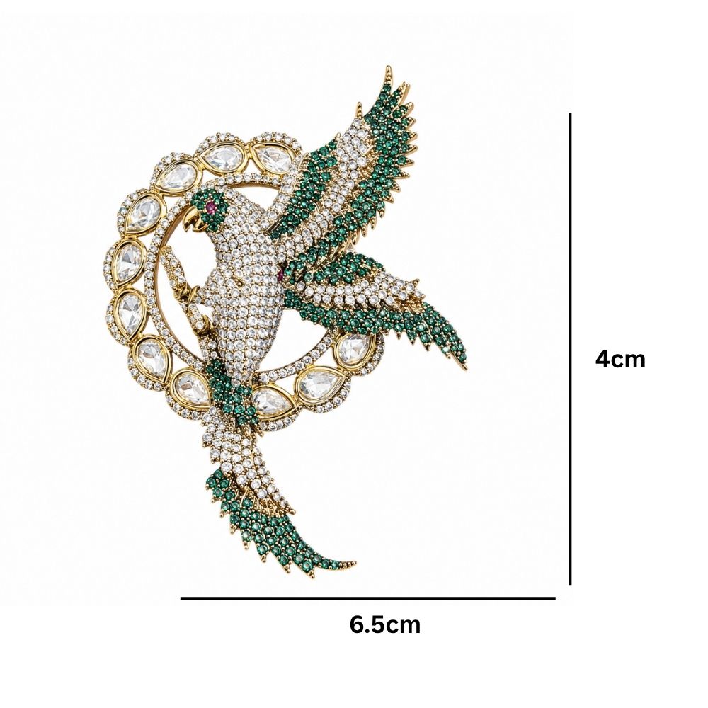 Ruchit- Green Royal Bird Lapel Brooch for Men