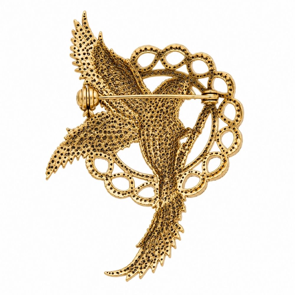 Ruchit- Green Royal Bird Lapel Brooch for Men