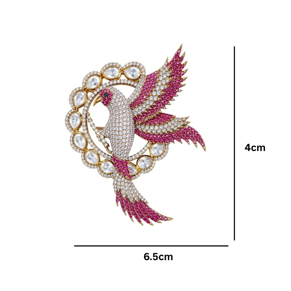 Ruchit- Pink Royal Bird Lapel Brooch for Men