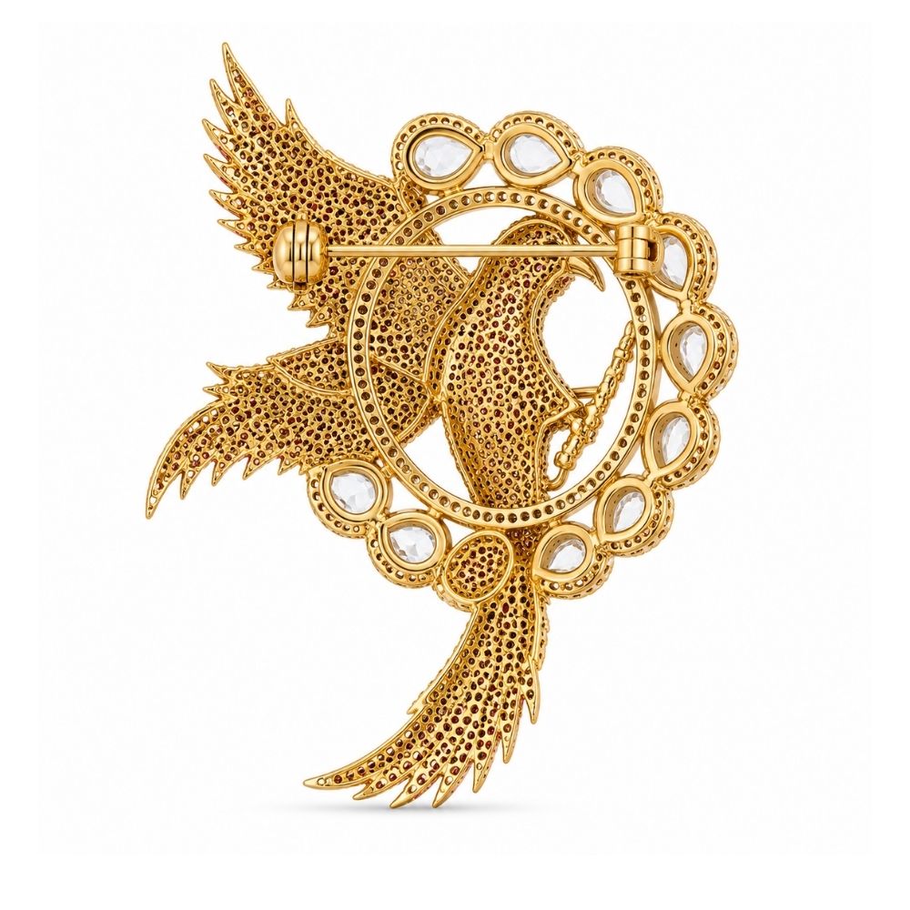 Ruchit- Pink Royal Bird Lapel Brooch for Men