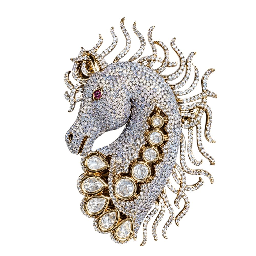 Rutveg- Luxury Horse Motif Brooch for Men