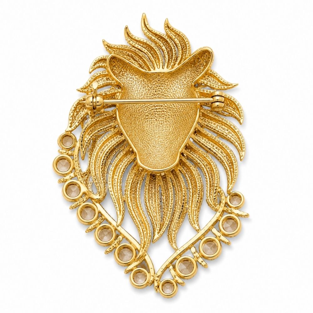 Yatharth- Royal Lion Brooch for Men with Green stone