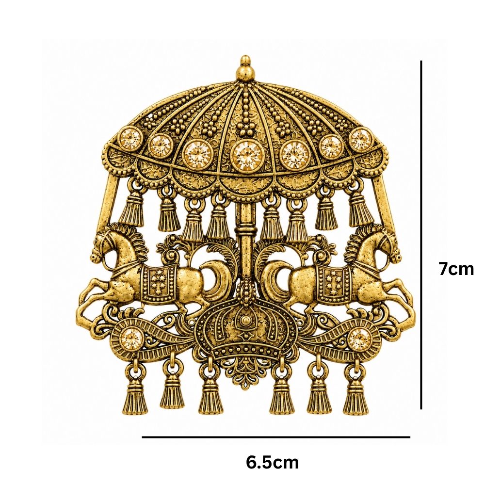 Parthiv- Gold tone Men's Royal Horse Carriage Brooch