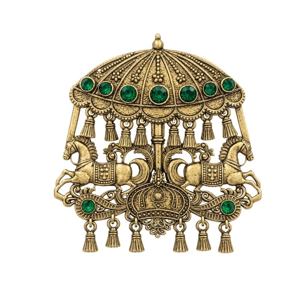 Parthiv- Green Men's Royal Horse Carriage Brooch