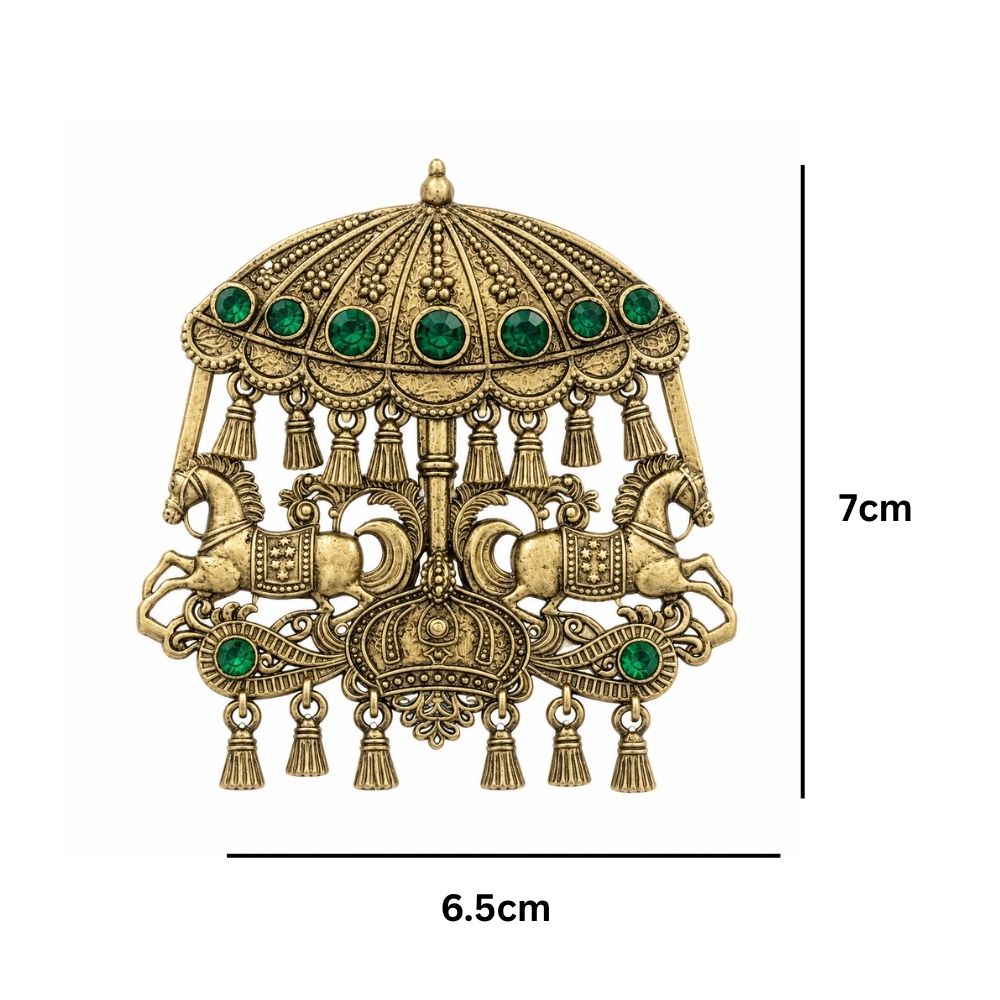 Parthiv- Green Men's Royal Horse Carriage Brooch