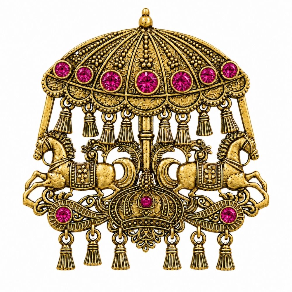 Parthiv- Pink Men's Royal Horse Carriage Brooch