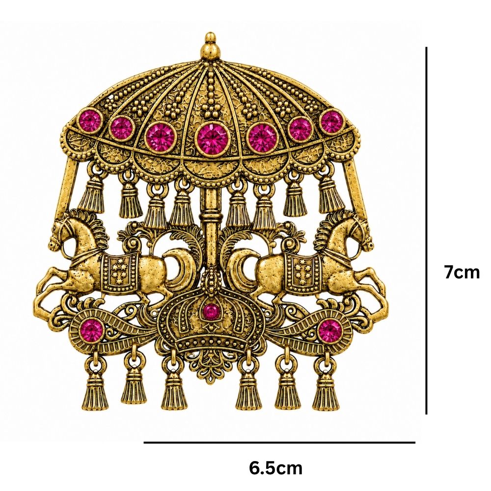 Parthiv- Pink Men's Royal Horse Carriage Brooch
