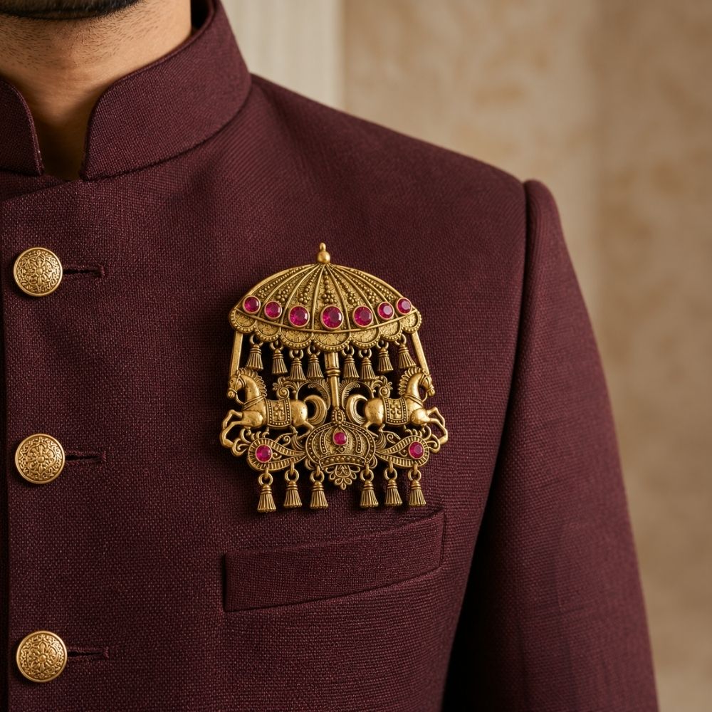 Parthiv- Pink Men's Royal Horse Carriage Brooch