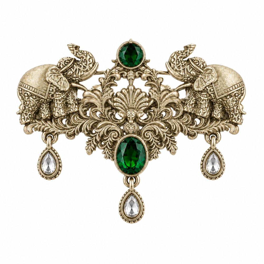Aviraj-Royal Elephant Kundan Heritage Brooch for Men
