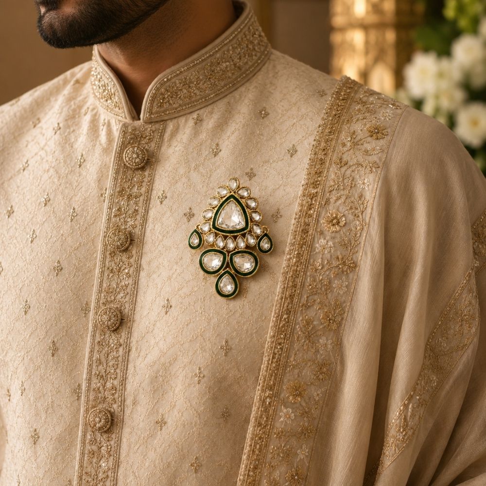 Vardaan- Royal Green Kundan Groom Kalangi
