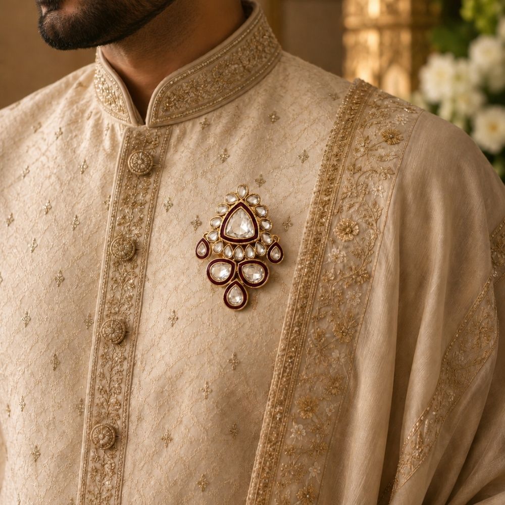 Vardaan- Royal Maroon Kundan Groom Kalangi