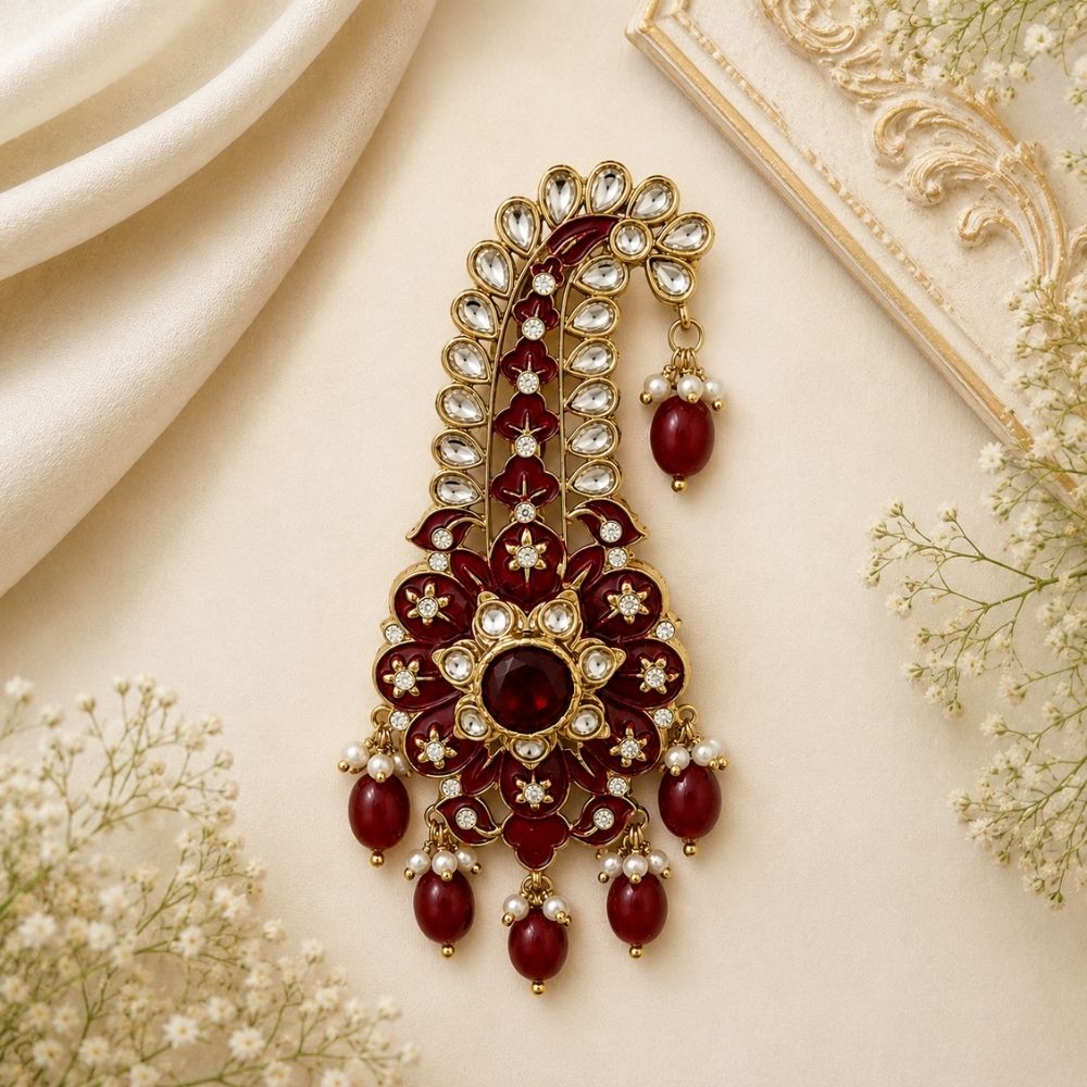 Aarvith-Royal Ruby Meenakari Drop Groom Kalangi