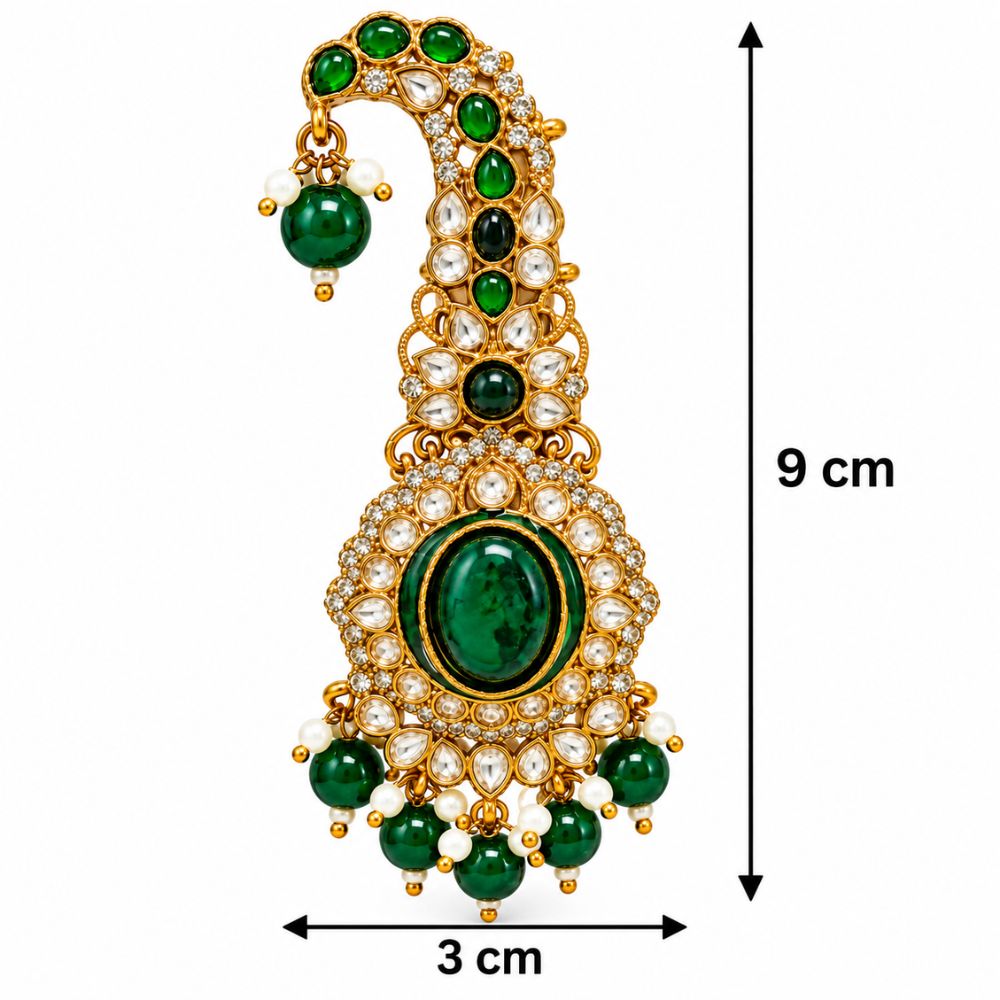 Advait- Green Oval Kundan Kalangi