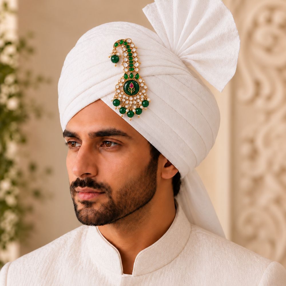 Veeransh- Green Floral Kundan Kalangi