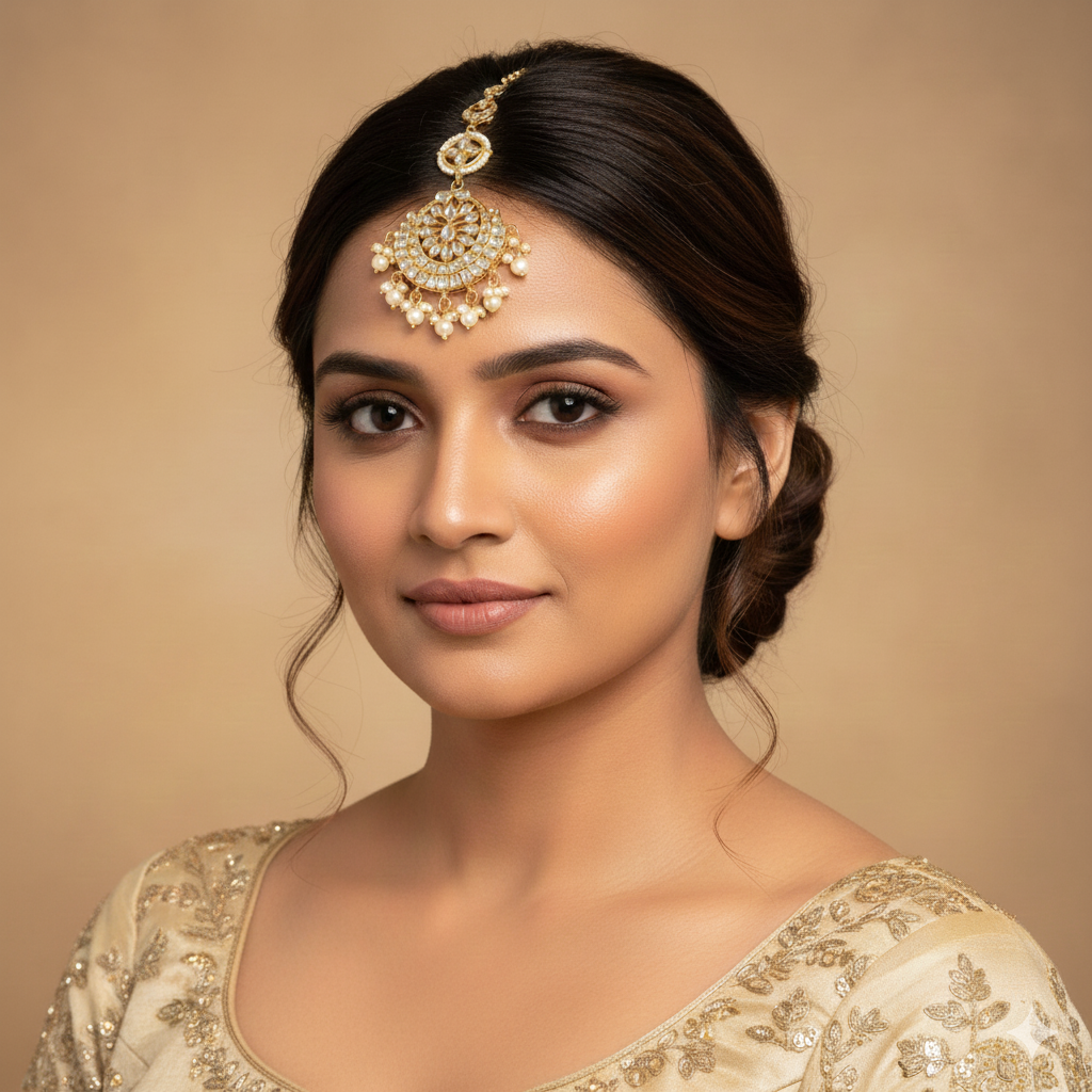 Simi White Maangtikka