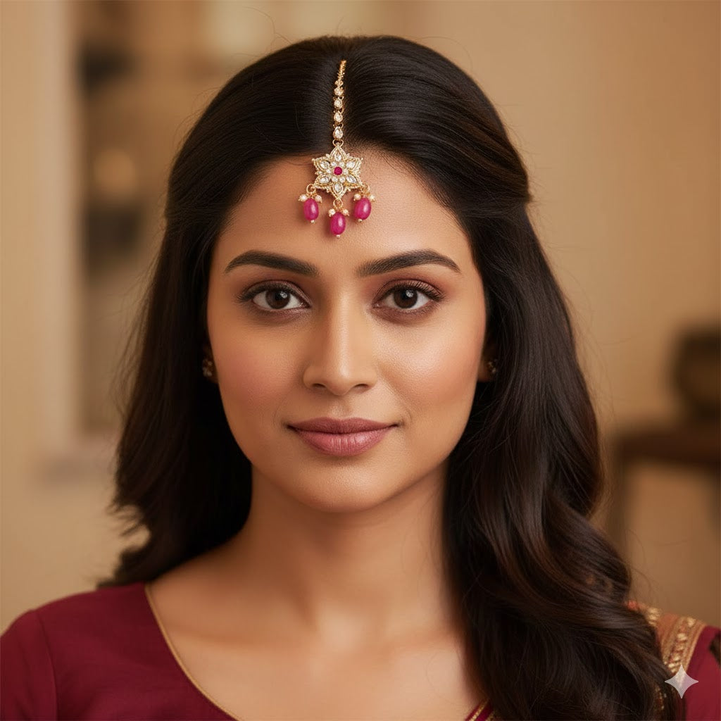 Asiya Pink Maangtikka