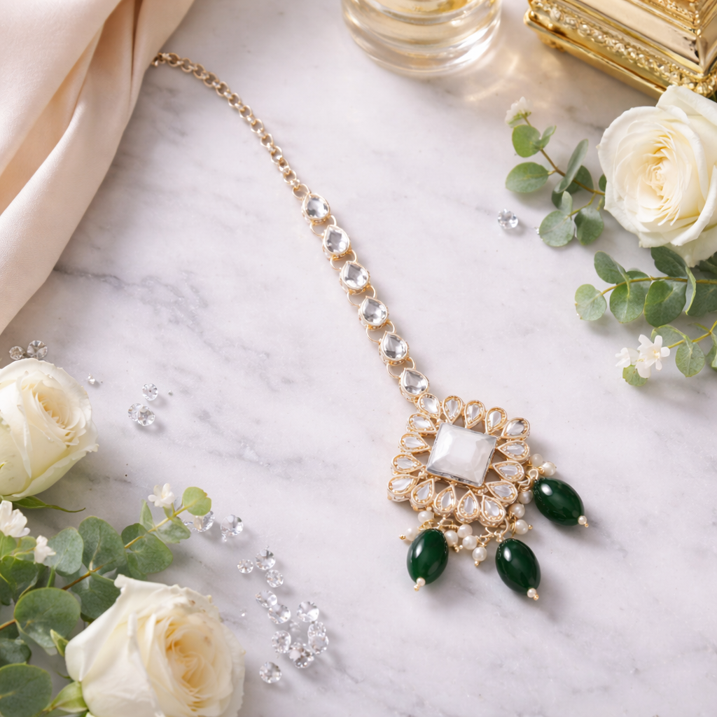 Rajvee Green Maangtikka