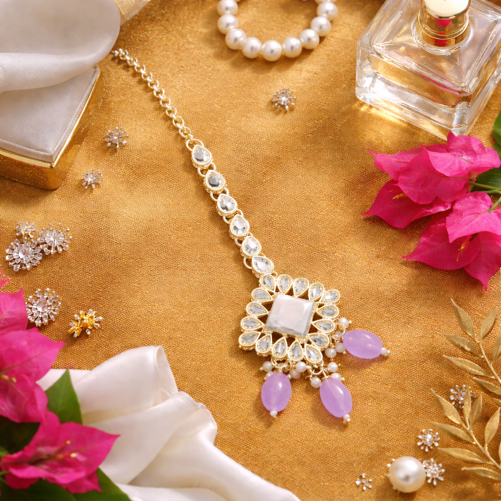 Rajvee Purple Maangtikka