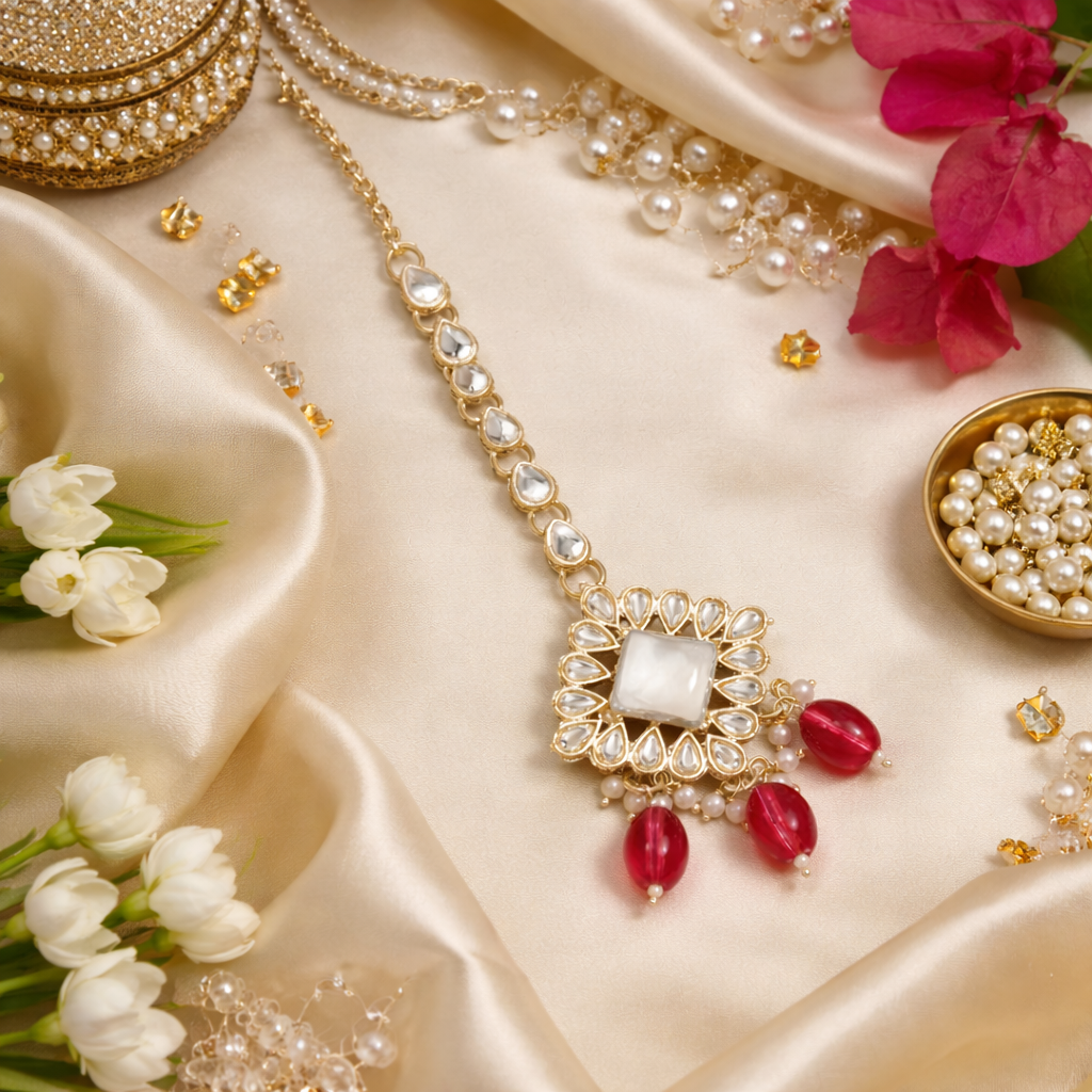 Rajvee Pink Maangtikka