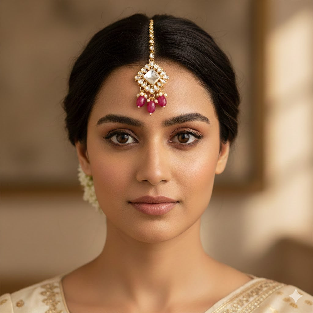 Rajvee Pink Maangtikka