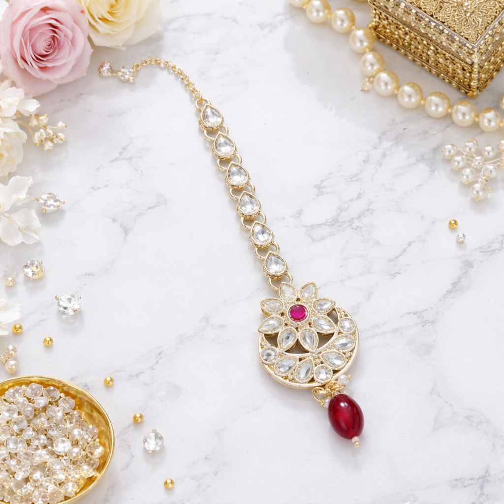 Zaisha Pink Maangtikka