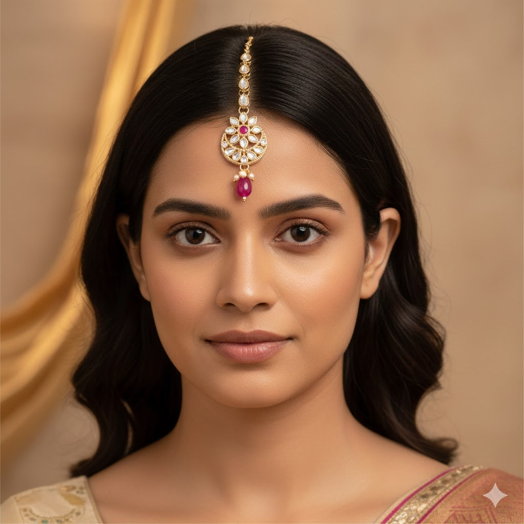 Zaisha Pink Maangtikka