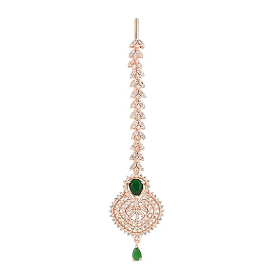 Glory Rosegold Green Maangtikka