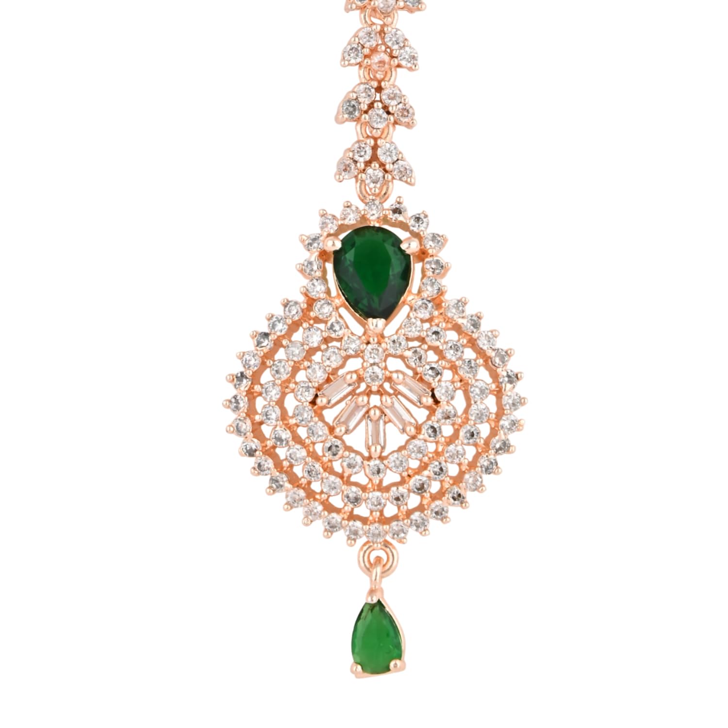 Glory Rosegold Green Maangtikka