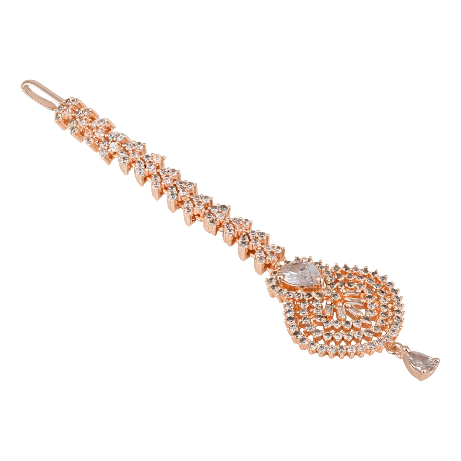 Glory Rosegold White Maangtikka