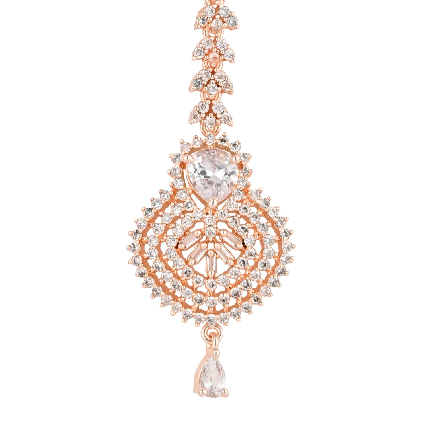 Glory Rosegold White Maangtikka