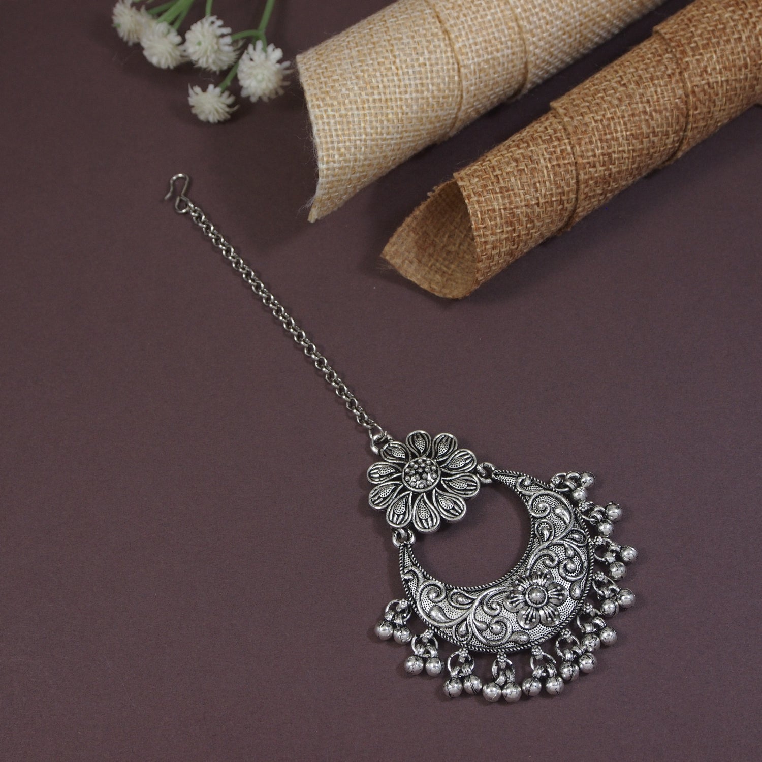 Amrusha Oxidised Maang Tikka