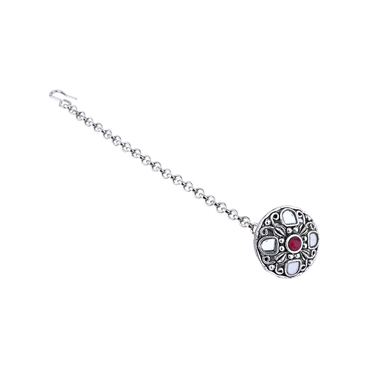 Bhaumi Oxidised Pink Borla Maangtikka