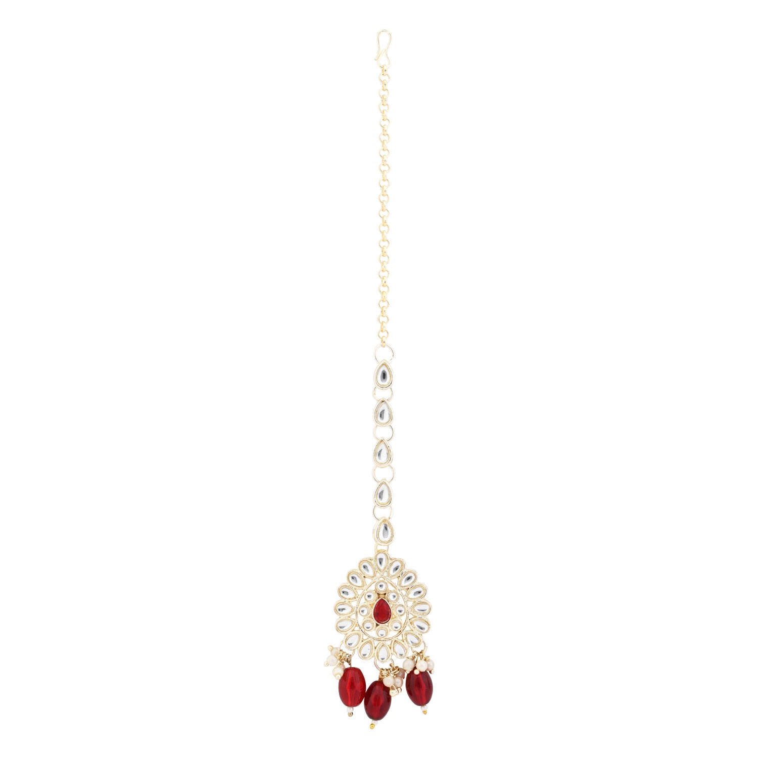 Aranya Maroon Maangtikka