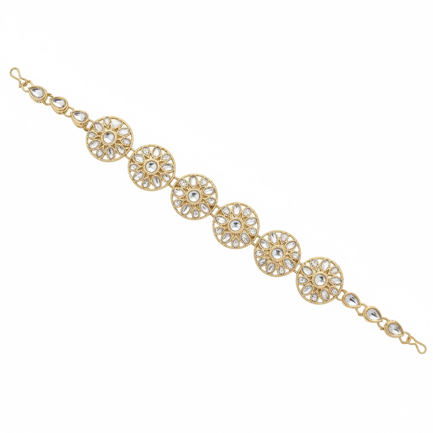 Ruhika - White Stone Sheeshpatti with Clear Centerpiece