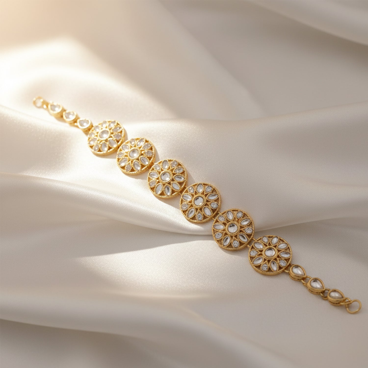 Ruhika - White Stone Sheeshpatti with Clear Centerpiece