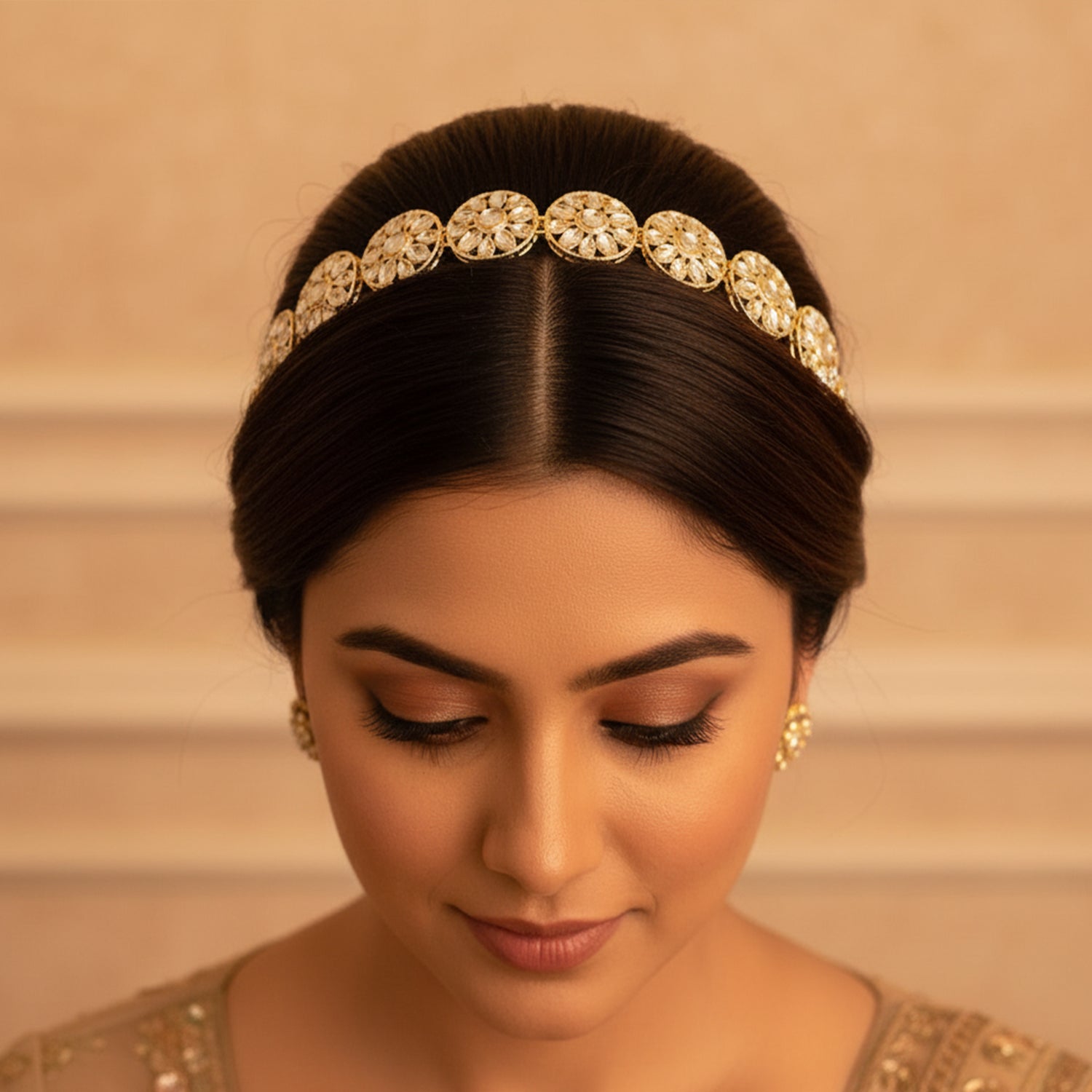 Ruhika - White Stone Sheeshpatti with Clear Centerpiece