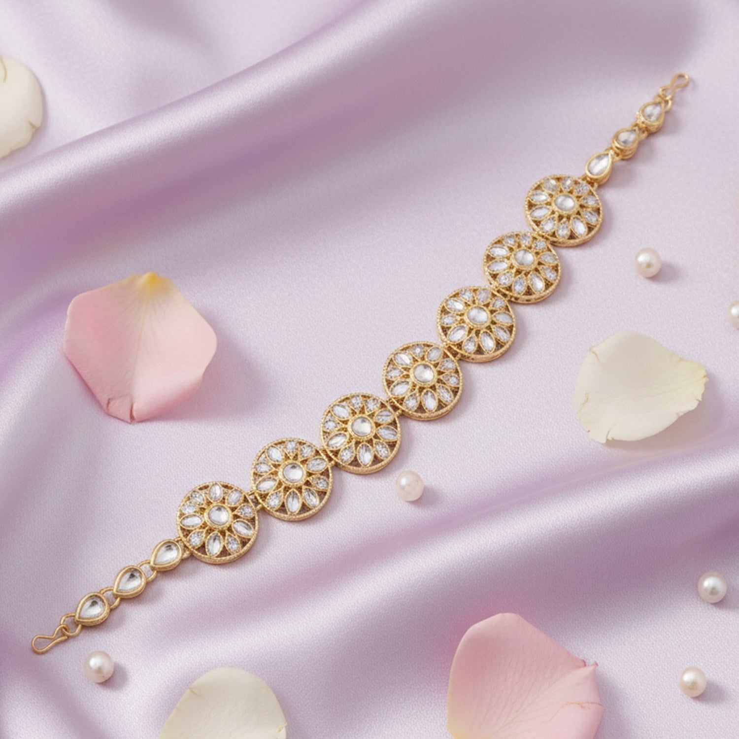 Ruhika - White Stone Sheeshpatti with Clear Centerpiece