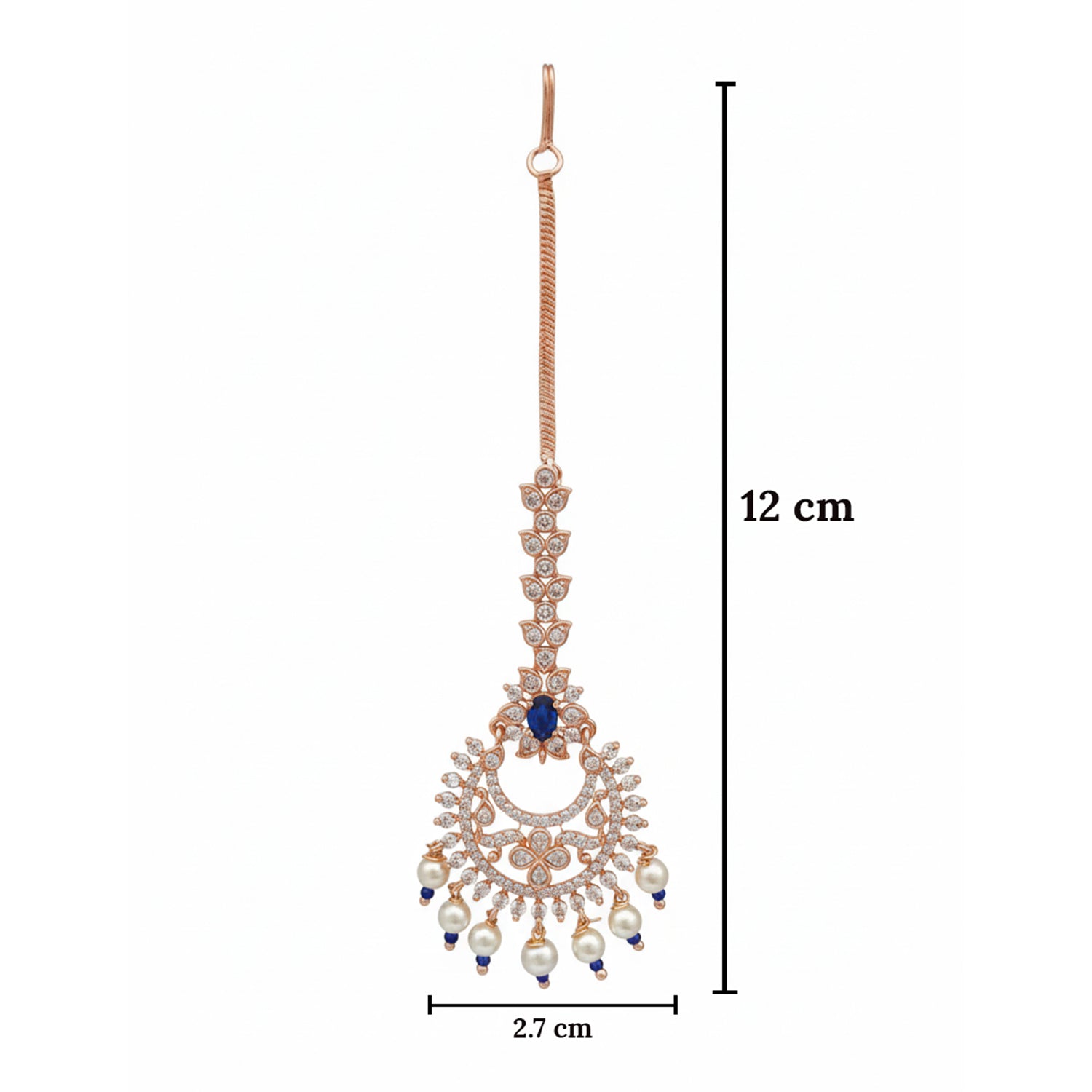 Kyra- Blue Stone Pearl Drop Maang Tikka