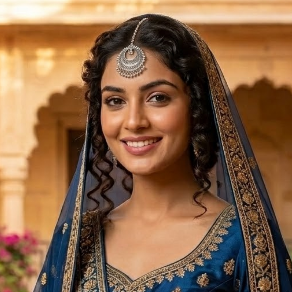 Mahira- Oxidized Crescent Maang Tikka