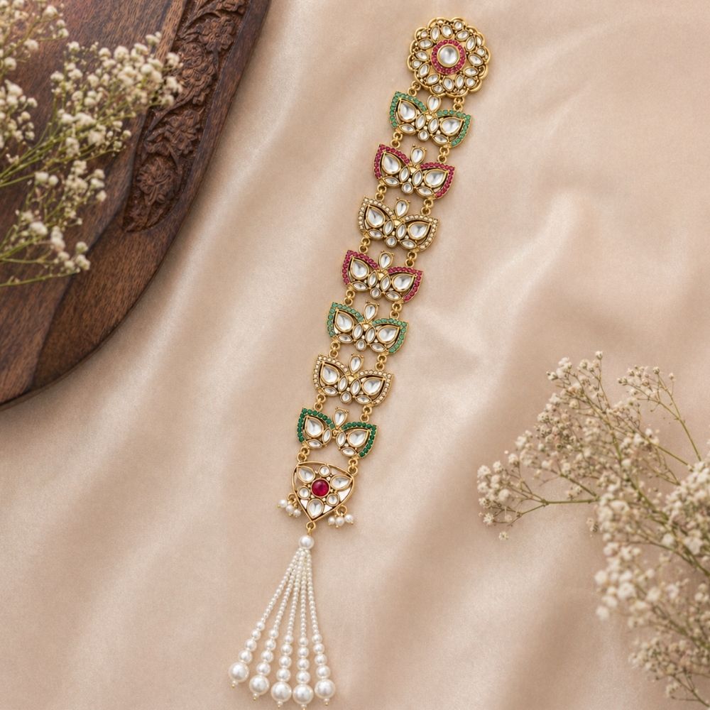 Zarika- Multi-Color Kundan Punjabi Paranda with Pearl Tassels
