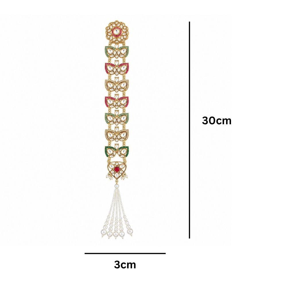 Zarika- Multi-Color Kundan Punjabi Paranda with Pearl Tassels