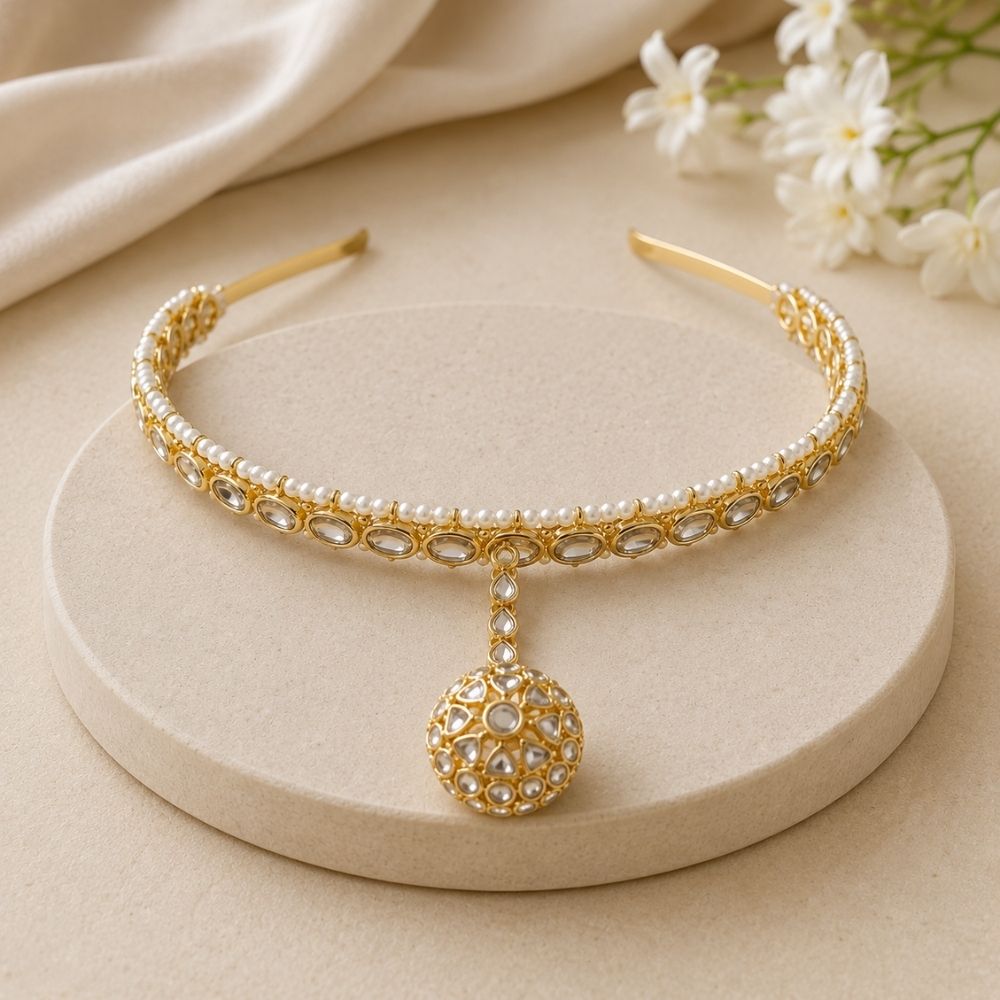 Lishaka- Kundan hair band with borla
