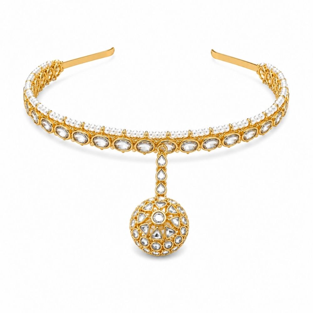 Lishaka- Kundan hair band with borla