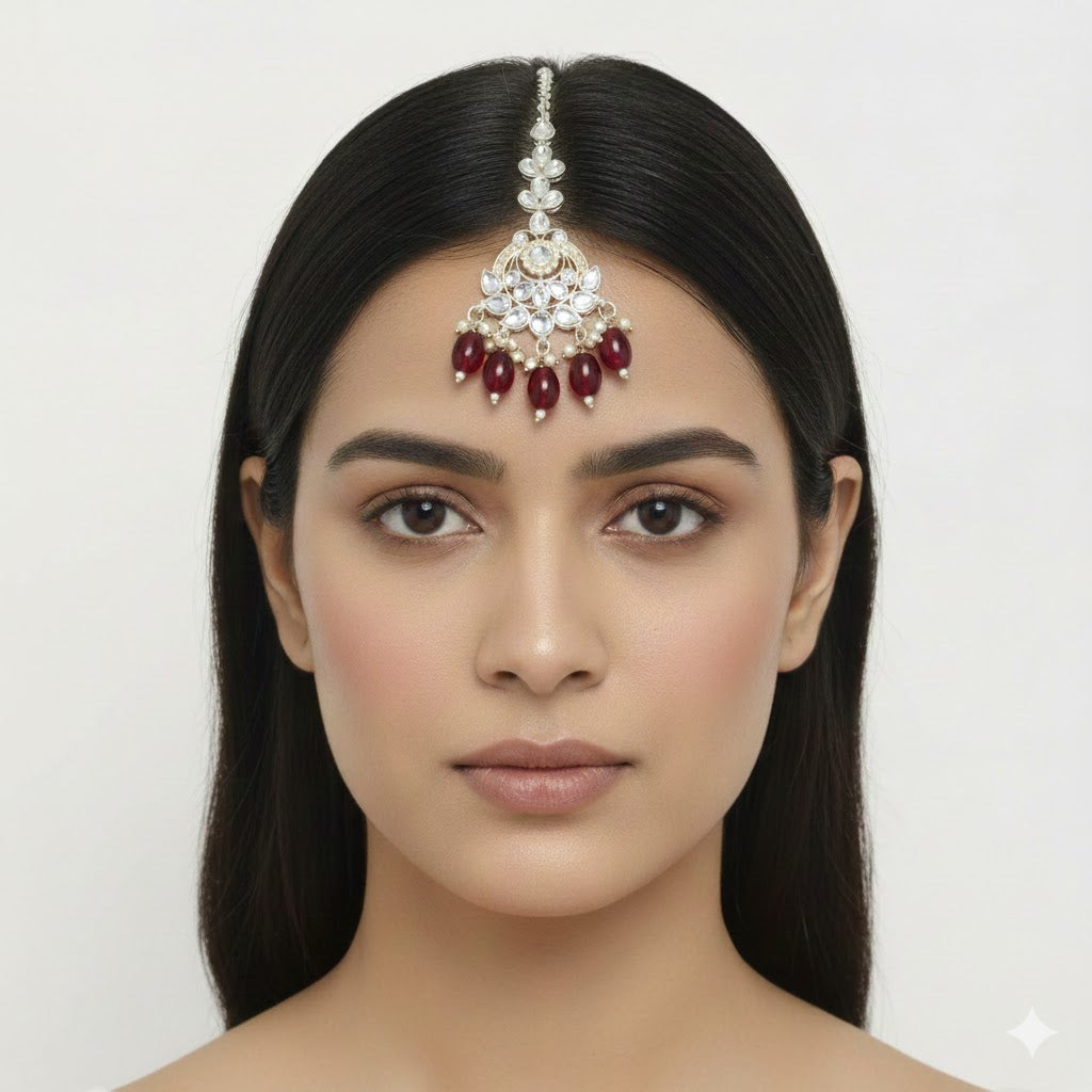 Prushti Maroon Maangtikka