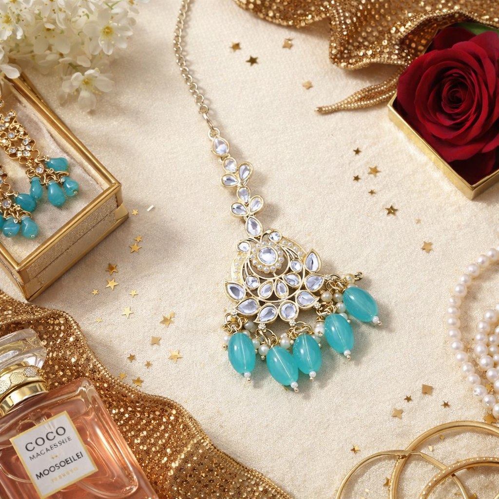 Prushti Turquoise Maangtikka