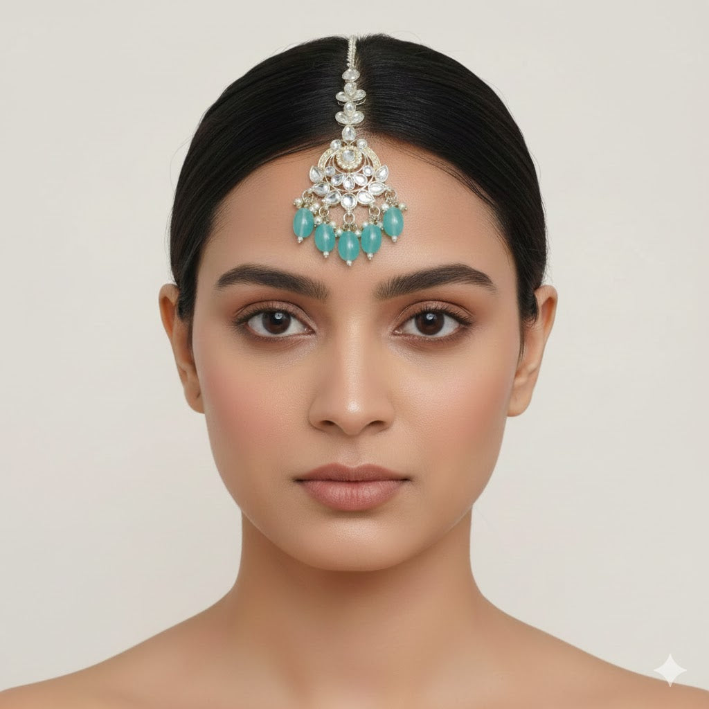 Prushti Turquoise Maangtikka
