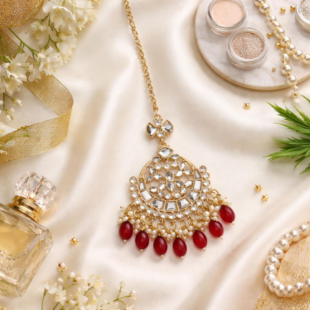 Shrija Maroon Maangtikka