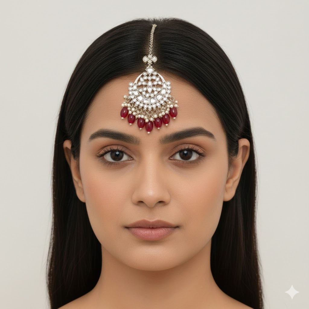 Shrija Maroon Maangtikka